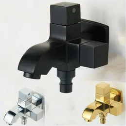 Bathroom Sink Faucets G1/2 Brass Water Separator Dual Use One Into Two Out Angle Valve Tap Double Switch Mop Pool Washing Machine Faucet