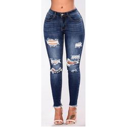 AprilGrass Brand Designer Newest Womens Stretch Skinny Ripped Hole Washed Denim Jeans Female Slim Jeggings High Waist Pencil P7900096