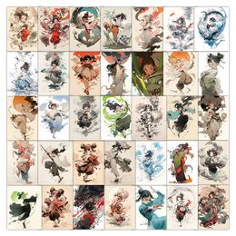 63pcs ins Immortal hero illustration wallpaper Waterproof PVC Stickers Pack for Fridge Suitcase Notebook Cup Bicycle Desk Skateboard Case Laptop Phone.