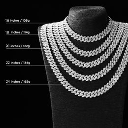 Hip Hop Chains High Quality Vintage Jewellery White Gold Fill Sparkling Crystal 12MM Cuba Pendant Necklace For Women Men Gift