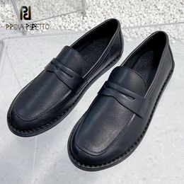 Casual Shoes Flat Comfortable Soft Real Leather Loafers Shoe Deep Mouth Round Toe Leisure White Black Slip On Daily Sapatos Mujer