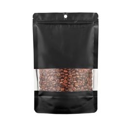 Stand Up Matte Metallic Self sealing Bag with Window Heat-Sealable Resealable Pouches for Food Storage Containers Organizer LX6492