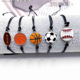 Bulk Price Way Thread Hand-woven Ball Charm Bracelet Baseball Football Basketball Team Fan Hand Rope Bracelets Jewelry Gift