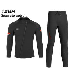 Mens 1.5mm split diving suit windproof long sleeved jacket neoprene fishing pants professional diving suit 240509