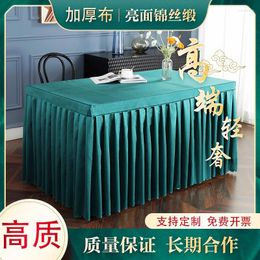 Table Cloth D93customized Conference Tablecloth_Customized Solid Colour El Tablecloth Skirt Square Brocade Satin Cover