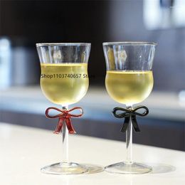 Wine Glasses Creative Color Bow Champagne Cup Household Small Fresh High Foot Red Transparent Simple Water