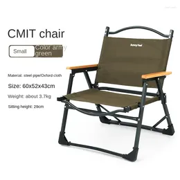 Camp Furniture Khaki Camping Chair Portable Outdoor Aluminium Alloy Wood Grain Folding Equipment Beach Chairs