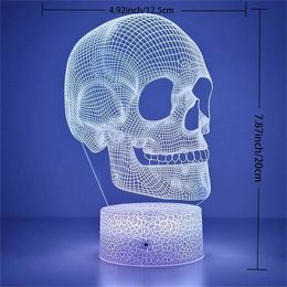 Lamps Shades Skeleton 3D Illusion Lamp LED Desk Table Lamp Skull Night Light Best Christmas Halloween Birthday Gift for Child Baby Boys Y240520VT9O