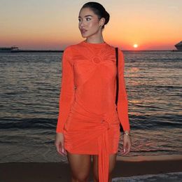 Beach Dress And Tunics Bikini Cover Swimsuit Up Women 2024 Sexy Girl Solid Neck Long Sleeve Spandex Summer For Wear Tunic
