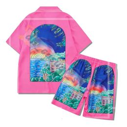 Men's Tracksuits CASABLANCA TENNS CLUB Short Shirt Shorts Set Summer Men Women Top Versions Casual Hawaii Beach Suit 230206 533