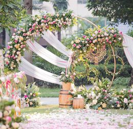 White gold U heart round ring shape Metal Iron Arch Wedding Backdrop stand party Decor artificial Flower balloon Stand shelf CJ1913310789