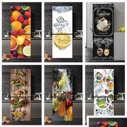 Wall Stickers Customised Delicious Fruit Refrigerator Sticker Adhesive Waterproof 3D Wallpaper For Kitchen Closet Fridge Door Mural Dhgwe