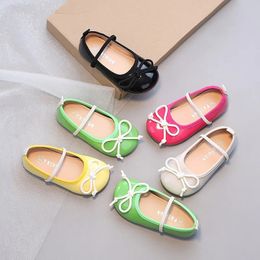 Baby Girls Princess Shoes Leisure Candy Color Bowtie Kids Ballet Flats Toddler Light Elatsic Band Autumn Children Flat Shoe 240518