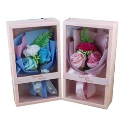 Decorative Flowers Wreaths Soap Rose Flower Box Creative For Valentine Day Christmas Gift Boxes Craft Roses Artificial Bou Homefavor Dh7Av