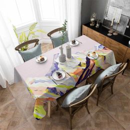 Table Cloth Abstract Oil Painting Mountain Illustration Anti-scalding Waterproof Tablecloth Rectangular Round Cover Furnishings