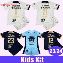 23 24 CLUb UNAM Cougar Kids Kit Soccer Jerseys J. I. DINENNO C.HUERTA DEL PRETE N.FREIRE H.MERITAO E.SAIO Home Away 3rd Child Suit Football Shirts