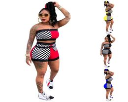 2020 New Summer Women s Plus Size Summer Two Piece Set Crop Top And Shorts Set 2 Piece Set Club Outfits Matching Sets T2007011084121