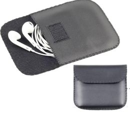 Storage bags Fashionable Black Colour Headphone Earphone USB Cable Leather Pouch Carry Case Bag Container HWE53796530384