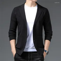 Men's Suits 2024 Top Quality Designer Brand Casual Fashion Striped Slim Fit Night Mens Knitted Blazer Suite Jacket Elegant Clothing