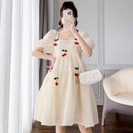 Maternity Dresses Puff sleeves square neckline plus size pregnant womens ball dress knee length fashionable clothing shipped directly d240520