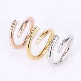 Band Nail Rings Love Ring Designer Jewellery Titanium Steel Rose Gold Silver Diamond CZ Size Fashion Classic Simple Wedding Engagement Gi 283H