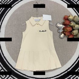 Top kids designer clothes Sleeveless design Girl Skirt Baby Summer dress Complete labels Solid Colour pleated skirt #Multiple product