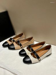 Casual Shoes Retro Style Mixed Colours Genuine Leather Round Toe Women Pumps Chunky Low Heels Buckle Strap Design Mary Jane