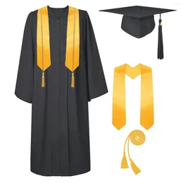 Clothing Sets 2024 4pc Graduation Suits For Bachelor Unisex Gowns College Caps With Tassel And Gown Stole Women Men