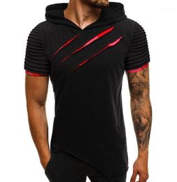 Men039s TShirts Fashion Men039s Hooded Scratch Tshirt Summer Pattern Casual Gyms Fitness Comfortable Shirt Clothing Camise8670594