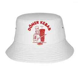 Berets Doner Kebab Bucket Hat Food Pattern Hip Hop Fisherman Caps Foldable Beach Travel Sun Hats For Unisex Casual Graphic Cap