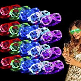 Festive Party Supplies Fashion Led Light Glasses Flashing Shutters Shape Flash Sunglasses Dances Festival Decoration Drop