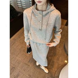 Women's Suits & Blazers Mm Family Autumn/winter New Letter Embroidered Hoodie+half Skirt Fashionable Sports Style Hoodie Set