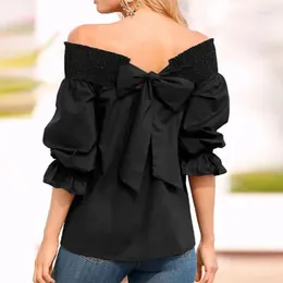 Women's Blouses Sexy One Shoulder Bow Knot Shirt For Women Clothing 2024 Summer Tops Female Club T -shirt Y2K Pullover Korean Blouse