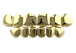 hip hop smooth Hollow grillz real gold plated golden silver dental grills Tiger tooth jewelry Multiple specifications9562285