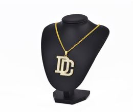 Fashion Crystal DC Necklace Letters Chain Pendants Whole Accessories Female Gifts Hiphop Party Jewellery Pendant Necklaces6869087