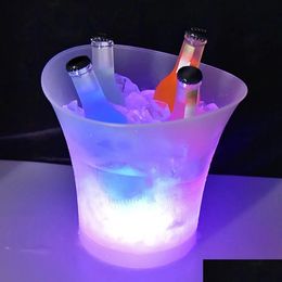 Ice Buckets And Coolers 5L Bucket With 6 Colour Light Waterproof Led Bar Nightlub Up Champagne Whiskey Beer Bars Party Decor Drop Del Dh2Xn