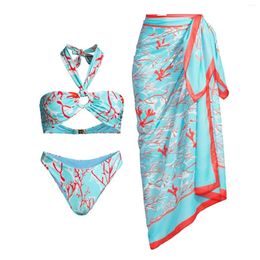 Women's Swimwear 2024 3D Flower Three Piece Swimsuit Luxury Women With 1 Cover Ups Swim Suit Bathing Beach Wear Summer