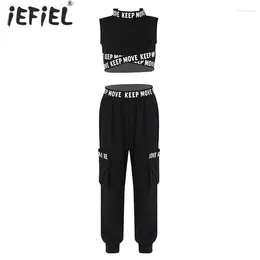 Clothing Sets Kids Girls Dance Clothes Sport Suit Tanks Crop Tops Cargo Sweatpants Modern Teens 4-16Years Jazz Hip-Hop Streetwear Outfit