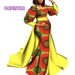 Ethnic Clothing African Dresses Women Long Sleeve Dashiki Robe Dress For Wedding Party Design Ladies Traditional WY9056