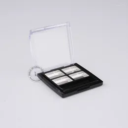 Storage Bottles Wholesale Empty 4 2g Black Plastic Eyeshadow/Powder Blusher Dish Grids Containers With Aluminium Plate/Tray