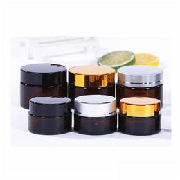 Packing Bottles Wholesale 5G 10G 15G 20G 30G 50G Amber Brown Glass Bottle Face Cream Jar Refillable Cosmetic Makeup Storage Container Dhloc