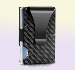 carbon fiber Card Holders bag Designer purse mini slim wallet money clip men aluminum metal RFID anti theft swipe credit Card Hold5489001