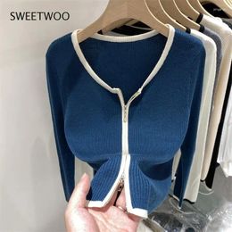 Women's Knits Knitted Sweaters Women Zipper Woman Cardigans Long Sleeve Sweater Knitting Oversized Skinny Coat 2024 Spring Fashion Tide Chic