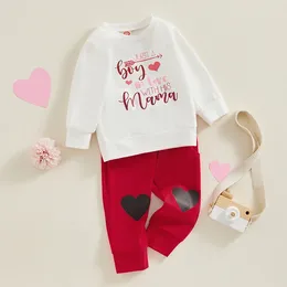 Clothing Sets Toddler Baby Girl Boy Valentine S Day Clothes Outfit Letter Sweatshirt Top Heart Elastic Waist Pants Set