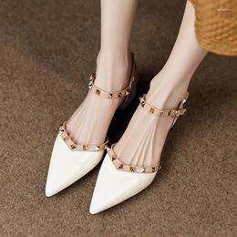 Dress Shoes 2024 Spring And Autumn Style Fashionable Comfortable Elegant Pointed Toe Wear-resistant Casual Rivet Sandals For Women