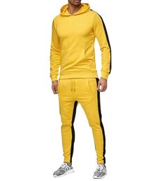 Men s Spring Autumn Hoodie 2 piece Set Sports Jacket Suit Fashionable Colour Stripe Bruce Lee Casual Clothes 2206157978399