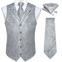 Men's Vests DiBanGu Vest Tie Set Silk Paisley Tuxedo Suit Waistcoat And Necktie Hankerchief Cufflinks For Wedding Party Groom Clothing