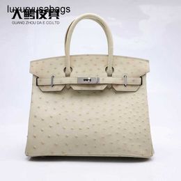 Ostrich Handbags Leather Womens Bag Fashion Trend Large Capacity 30 Bags Hand Sewn Wax Thread Handbag Rj