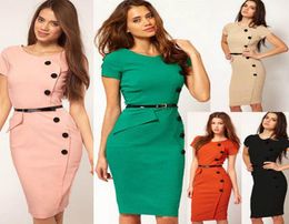 Vestidos Gown VNeck KneeLength Button Sexy Bodycon Women Work Wear Office Dress Bandage Casual Pencil Party Dresses Plus Size XS9644984