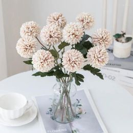 Decorative Flowers Artificial Flower Silk Ball Chrysanthemum For Wedding Bridal Bouquet Home Table Windowsill Festival Decoration DIY Gift